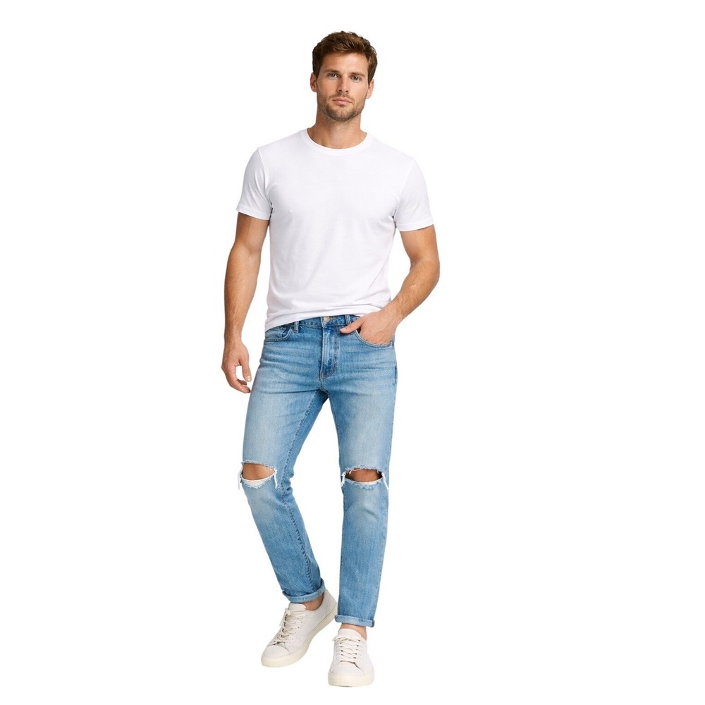 Rag & Bone Fit 1 Extra Slim Jeans 32 Distressed Ripped Knee Light Wash USA